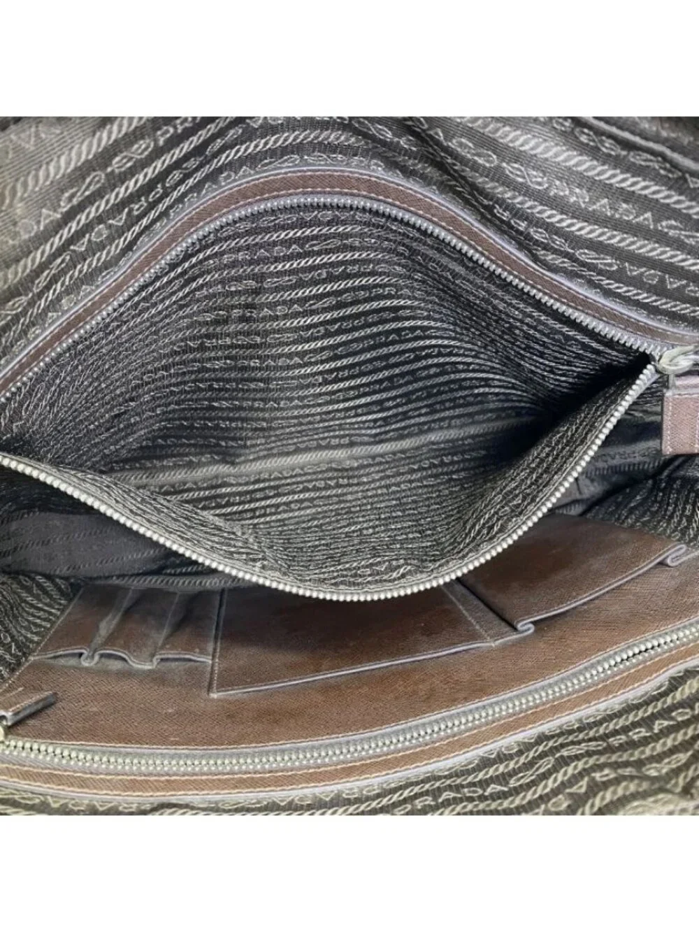 Prada Triangle Logo Business Briefcase Handbag Saffiano Leather